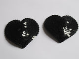 Ophelia Fancy Heart Sequinned Black Nipple Pasties