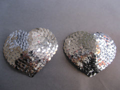 Ophelia Fancy Heart Sequinned Silver Nipple Pasties