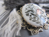 Cameo Ostrich Feather Hair Clip