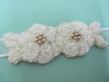 Beaded Rose Cuff (Cream)