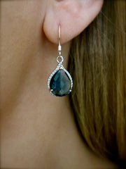 Blue Sapphire Silver Earrings