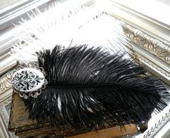 Cameo Ostrich Feather Hair Clip